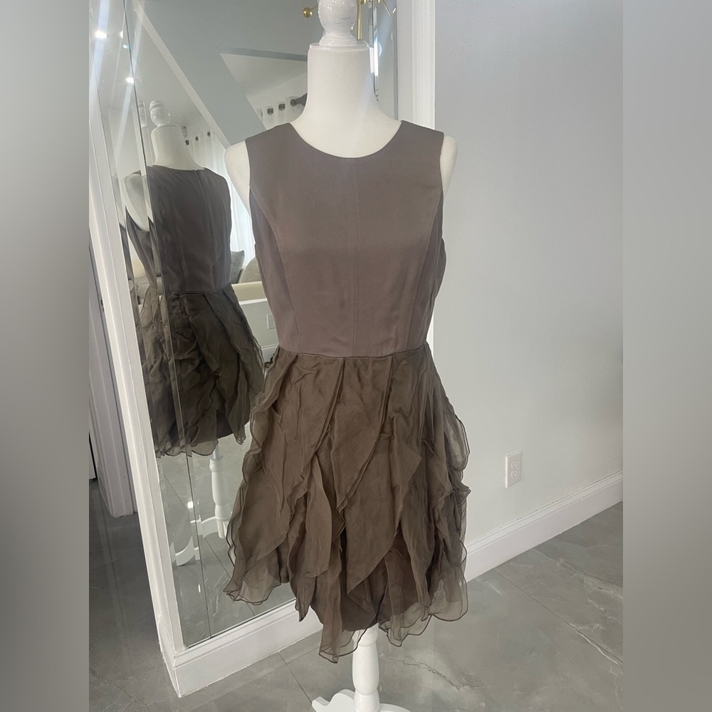 Halston Heritage Brown Layered Mini Dress